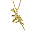 Hip-Hop-Maschinengewehr-Anhänger mit goldenem Gewehr-Design an einer dichten Seilkette - Glänzender Maschinenpistolen Anhänger (YJ10-5376) / Seilkette Halskette / Gold