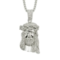 Hip-hop Jezus hanger ketting met zilveren box-ketting en micro-pave kristallen - Jezus-hoofd (0.3*75cm Box Ketting) / Zilver
