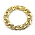Bracciale a maglia cubana placcato oro 18K con diamanti scintillanti stile hip hop - Oro