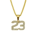 Collana hip hop con ciondolo numero 23 placcato oro e cristalli luccicanti - Numero 23 (Oro) / Catena veneziana / Oro