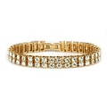 Luxurious double-row crystal gold bracelet for men with shimmering rhinestones and clasp - Gold