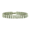 Mens double row crystal tennis bracelet with silver plating and secure fold-over clasp - Silver