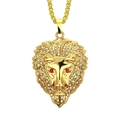 Collana con ciondolo a testa di leone hip hop con strass brillanti e occhi in pietre rosse - Catena veneziana (0.3*75cm) / Oro