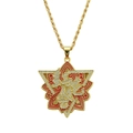 Golden twist chain necklace with red enamel and diamond-set Safe Travels pendant - Stay Safe (Red Flower Society) / 0.3*75cm Rope Chain / Gold