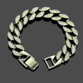 Bracciale hip hop a forma di foglia con zirconi cubici scintillanti in finitura argento - Argento