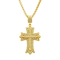 Collana con ciondolo a croce 3D hip hop da uomo con finitura oro e catena box - Oro