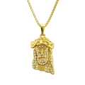 Vergulde hiphopketting met Jezus-hanger bezet met fonkelende witte strass-steentjes - Goud
