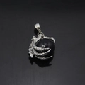 Detail of a punk dragon claw pendant holding a dark blue sandstone sphere with silver finish - Dark Blue Style (Style 6)