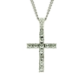 Collier avec pendentif croix hip hop argenté et cristaux brillants sur chaîne cubaine - Croix 5.7x3cm avec Chaîne Cubaine 60cm / Style Argent