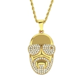 Hip hop gouden ketting met iced-out portret hanger en klassieke touwketting stijl - Goud