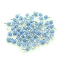 Close-up of light blue Shamballa style crystal ball earrings with silver pins - Light Blue