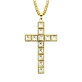 Hip Hop Goldene Kreuzkette mit Baguette Diamanten und klobiger Goldener Seilkette - Gold