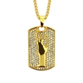 Collana hip hop con piastrina militare dorata, Statua della Libertà e zirconi bianchi lucidi - 30inch / Oro