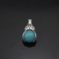 Collana con ciondolo a civetta rotante con pietra turchese e finitura argentata - Stile Gufo Color Turchese (Stile 2)
