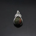Collana con ciondolo a civetta argentata e sfera rotante in pietra naturale unakite - Stile Gufo Unakite (Stile 3)