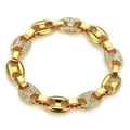 Vergoldetes Gliederketten-Armband mit funkelnden Strasssteinen im Hip-Hop-Stil für Unisex - Gold
