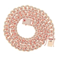 Collana cubana Miami in oro rosa da uomo con micro-pave di cristalli scintillanti - Collana Oro Rosa-20inch