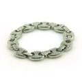 Silbernes Armband mit Kaffeebohnen-Gliedern und glitzernden Zirkonia im Hip-Hop-Stil - Silber (8inch)