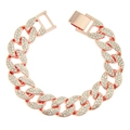 Detailed macro of rose gold Cuban link bracelet with full diamond pavé settings - Rose Gold