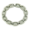 Bracciale hip hop da uomo argento con cristalli scintillanti e placcatura 18k - Argento