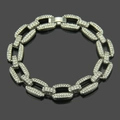 Bracciale hip-hop da uomo in argento con cristalli e maglie rettangolari iced-out - Argento-8.5inch