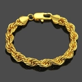 Bracciale a catena a fune dorata da 10mm per uomo hip hop con chiusura a moschettone - Oro