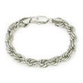 Bracciale a catena a corda argento da 10mm per uomo con robusta chiusura a moschettone - Argento-10*220mm