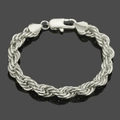 Bracciale a catena a corda in argento lucido con chiusura a moschettone in stile minimal - Argento