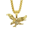 Dettaglio del ciondolo aquila dorata con cristalli e catena a maglie spesse - Oro (Occhi Bianchi)