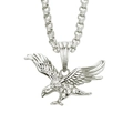 Dettaglio del ciondolo a forma di aquila argentata con cristalli su catena a maglie - Argento (Occhi Bianchi)