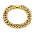 Herren Hip Hop Panzerarmband in Gold mit funkelnden Strasssteinen und sicherem Verschluss - Gold
