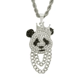 Collana panda hip hop con corona e strass scintillanti su una catena a spirale - Argento - Catena a Corda 0.3*75cm