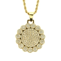 Collar de hombre hip hop con colgante de girasol dorado con cristales y cadena de cuerda - Collar de cadena de cuerda / 0.3*75cm / Dorado