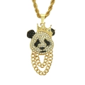 Collana hip hop con pendente panda ghiacciato con corona e catena in oro twist - Oro - Catena a Corda 0.3*75cm
