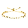 Détail d'un bracelet bolo réglable de 4 mm en or avec des cristaux d'oxyde de zirconium - Doré