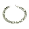 Bracciale minimalista in argento con unità in cristallo incastonato e chiusura pieghevole - Argento