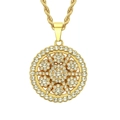 Collar hiphop con colgante de girasol dorado con pedrería y cadena de cuerda gruesa - Dorado