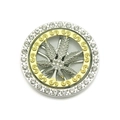 Drehbares Ahornblatt-Metall-Accessoire für Handyhüllen mit Strasssteinen in Gold und Silber - Silber