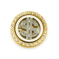 Dettaglio del ciondolo rotante dollaro hip hop con cristalli bianchi in oro e argento - Bicolore-4.5cm