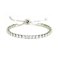 Bracelet tennis ajustable en argent avec zircons 4mm et fermoir coulissant - Argenté