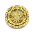 Rotating hip hop maple leaf pendant with glittering rhinestones and gold plating finish - 6.2cm / Gold