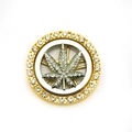 Close-up of golden maple leaf accessory with sparkling rhinestones for DIY phone cases - Cannabis Leaf Pattern (Two-tone) / 4.5CM / Two Colors