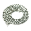 Catena a maglie cubane argento con maglie spesse e fibbia con diamanti stile hip hop - Argento - 20 pollici