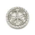 Silberner Friedensanhänger mit Strass und Gravuren Love, Peace und Hope - 4.5CM / Silber