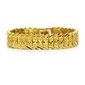 Mens hip hop 18k gold plated wide bracelet with iced out star patterns on white background - Gold