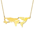 Detailansicht der goldener Weltkarten-Anhänger aus Edelstahl mit hohlem Kontinent-Design - Gold