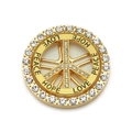 Golden peace symbol pendant with rhinestones and engraved Love, Peace, Hope letters - 4.5CM / Gold