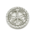 Ciondolo argento simbolo della pace con strass e incisioni Love Peace Hope - 4.5CM / Argento