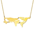 Gold stainless steel world map pendant necklace with puzzle design for men in hip hop style - Gold Map