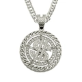 Detailaufnahme des Dollar-Anhängers mit glitzernden Kristallen und massiver Gliederkette - Silber